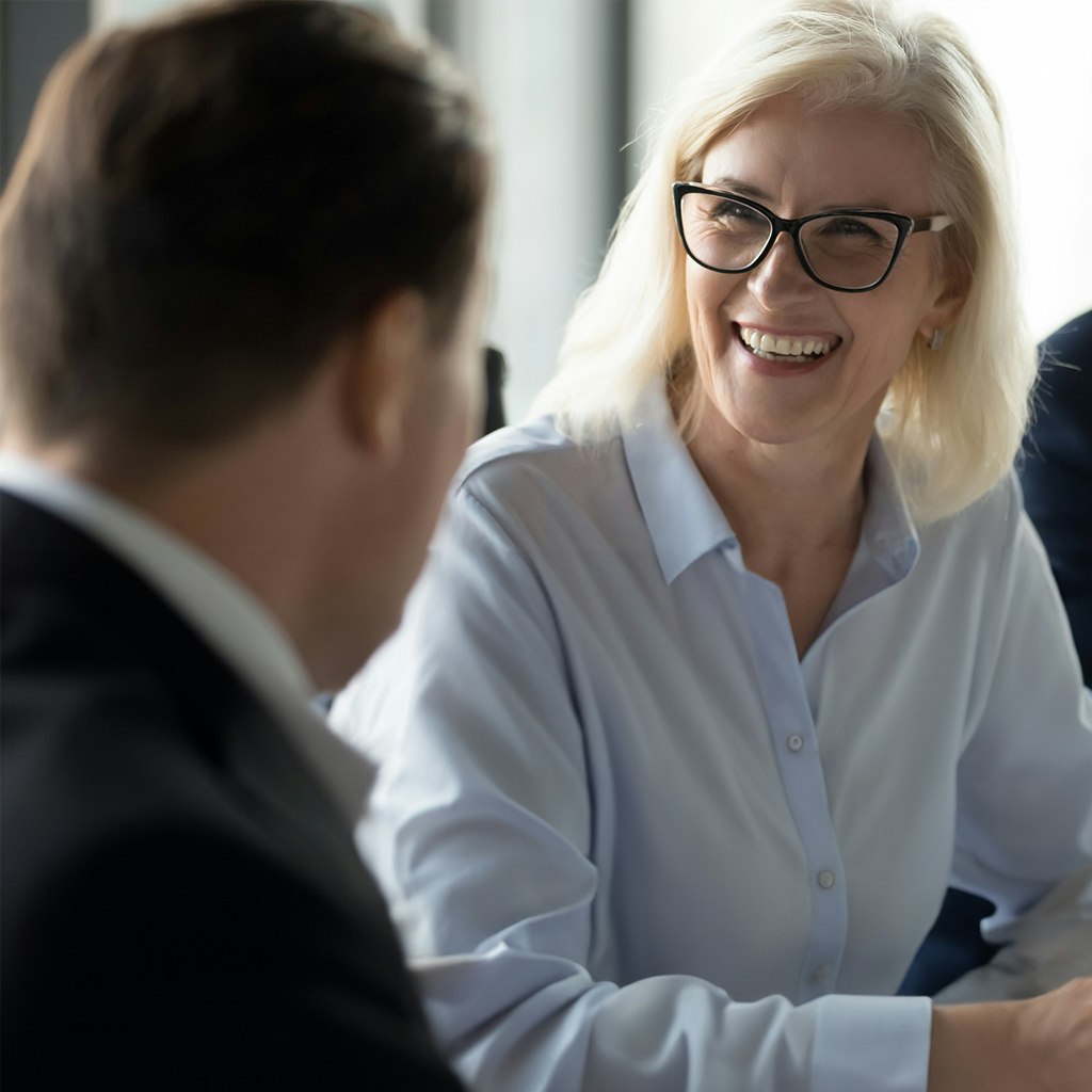confident woman in corporate environment
