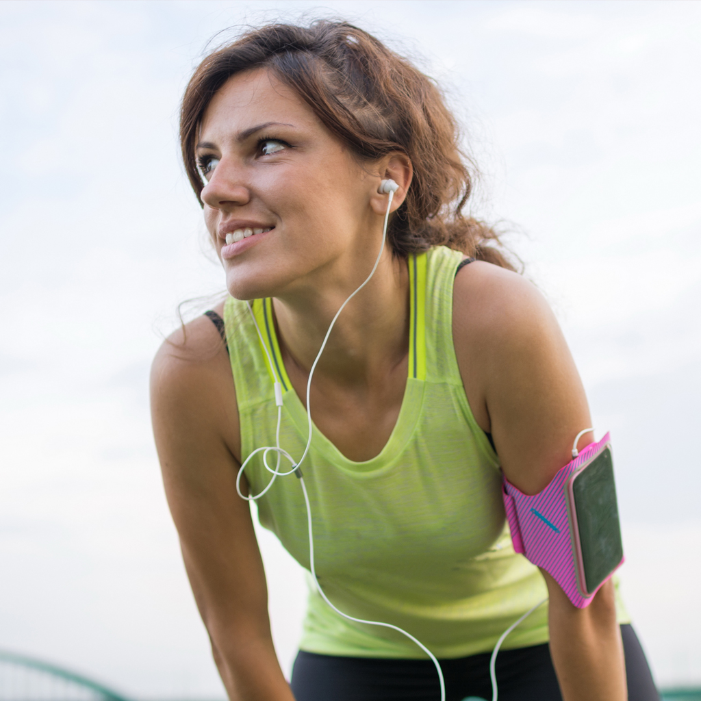 jogging woman catching breath