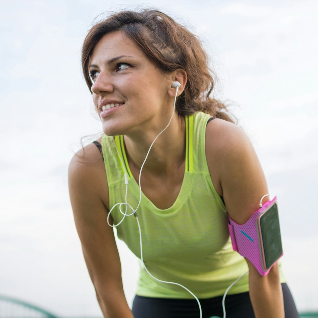 jogging woman catching breath