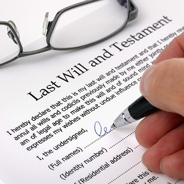 Person filling out their will