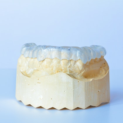 TMJ mouth guard on a dental model
