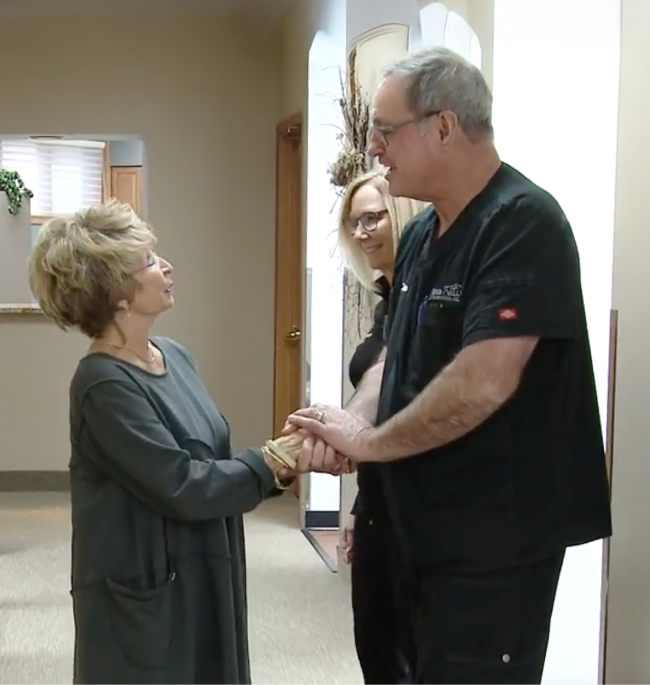 Dr. David Casagrande greeting a patient