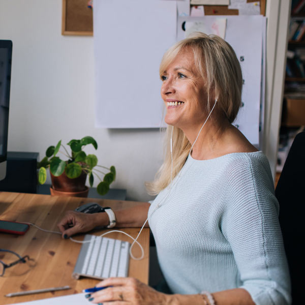 Woman on a online work meeting