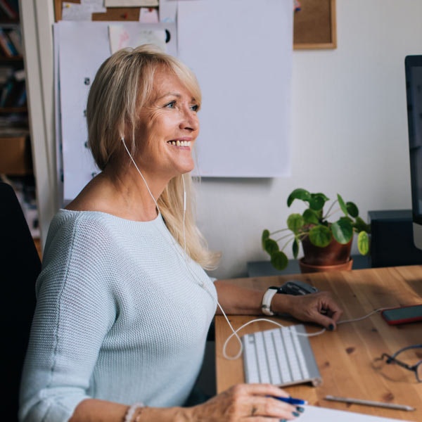 working woman on computer