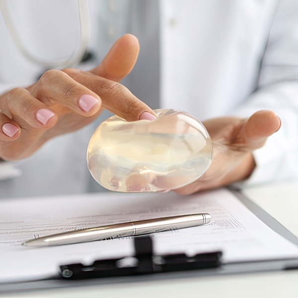 Doctor holding Saline Implant