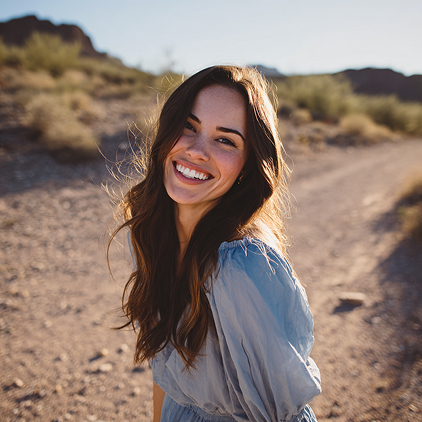 Young woman smiling in the desert
