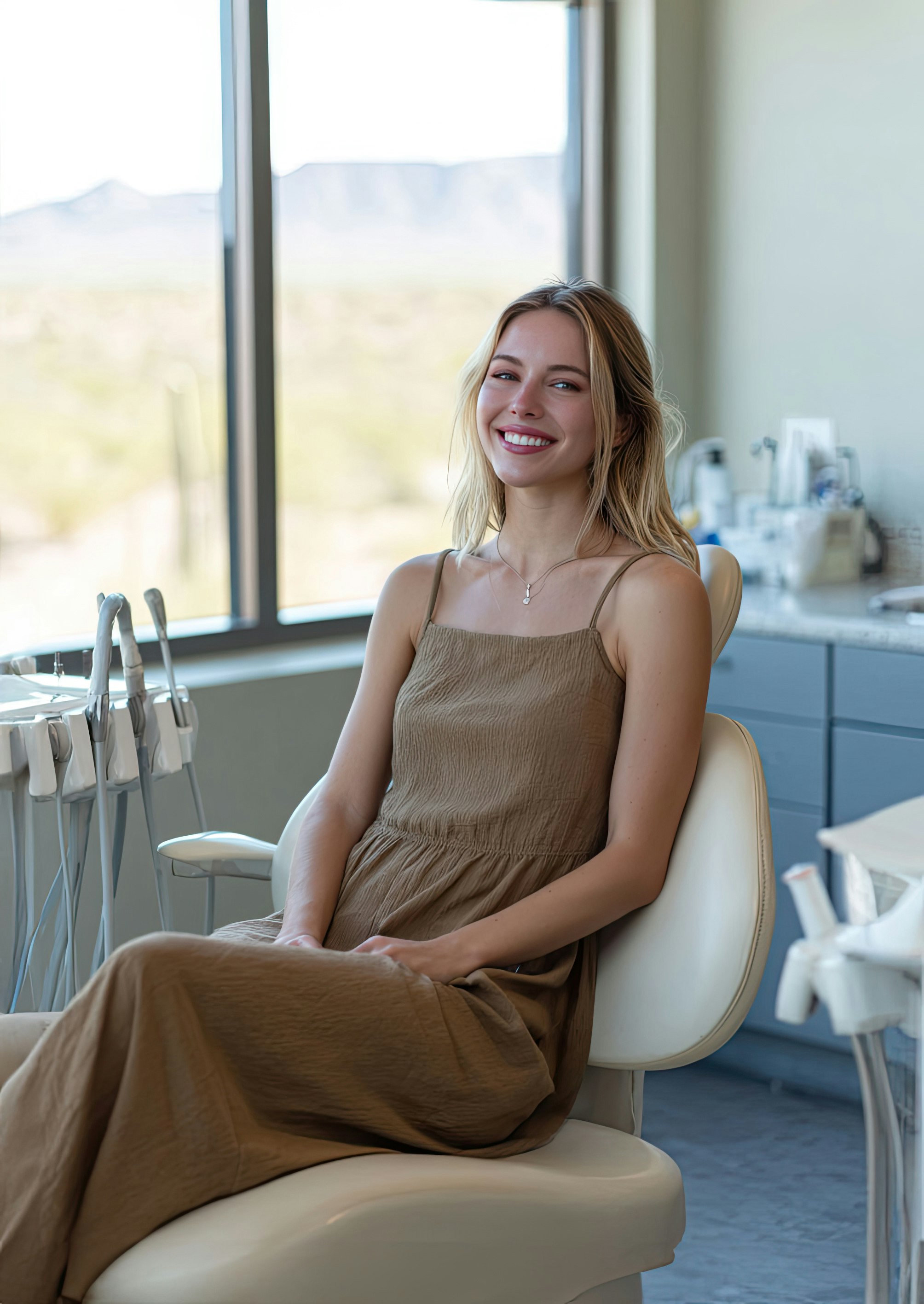 Woman smiling in dental chair