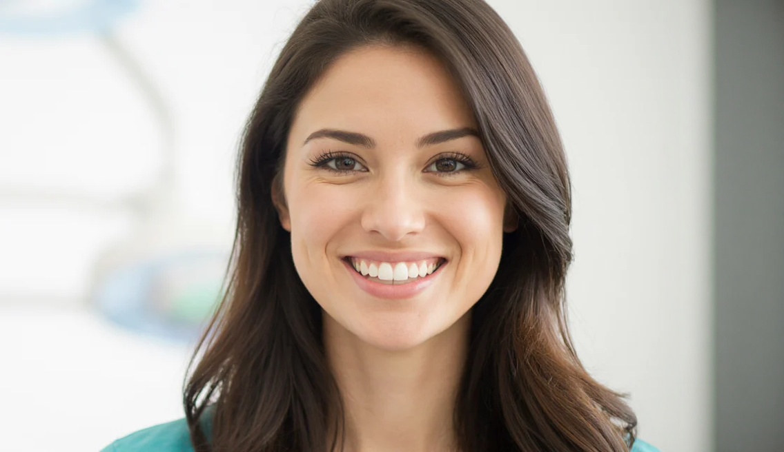 Close-up of a woman with a beautiful smile