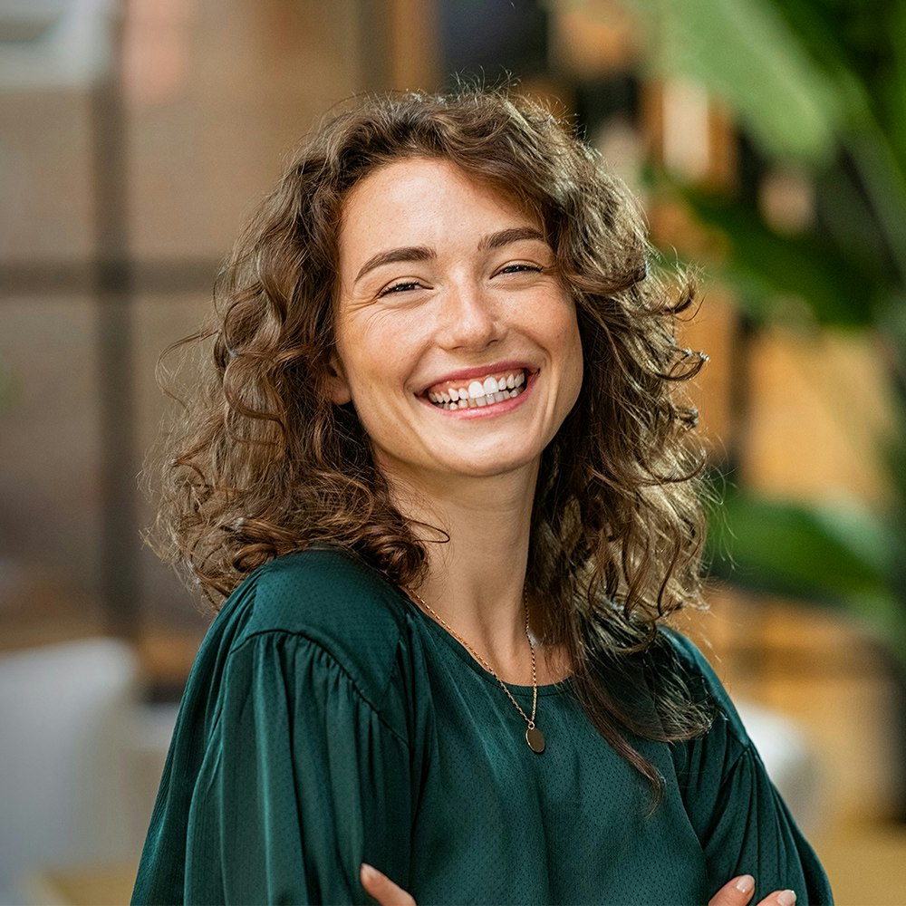 Smiling woman with veneers
