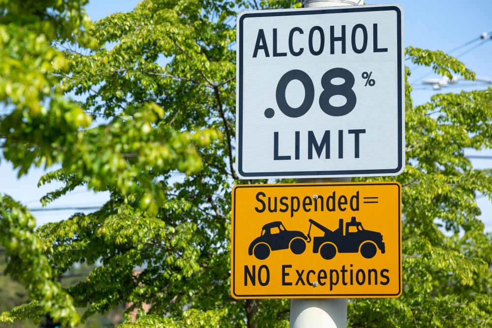Alcohol .08% limit sign