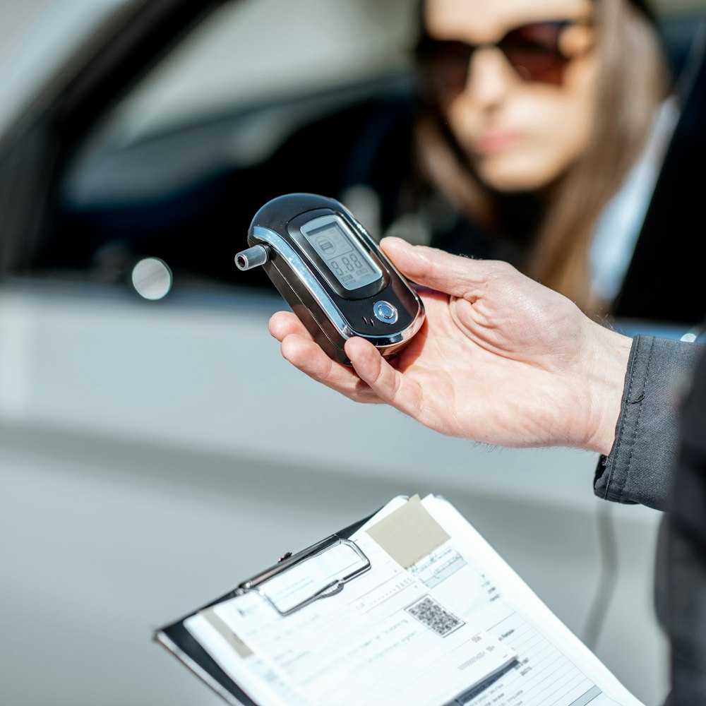 Woman driver waiting for breathalyzer results