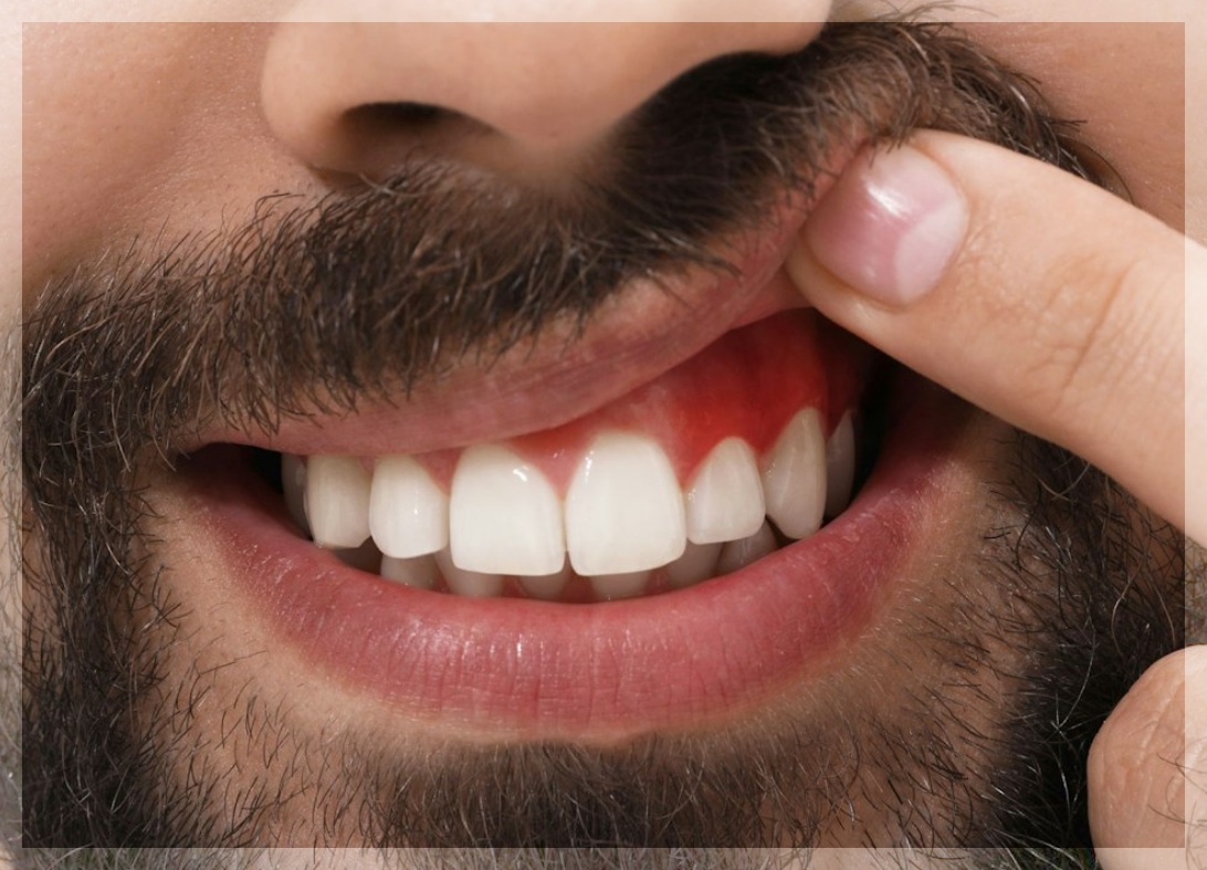 man with inflamed gums