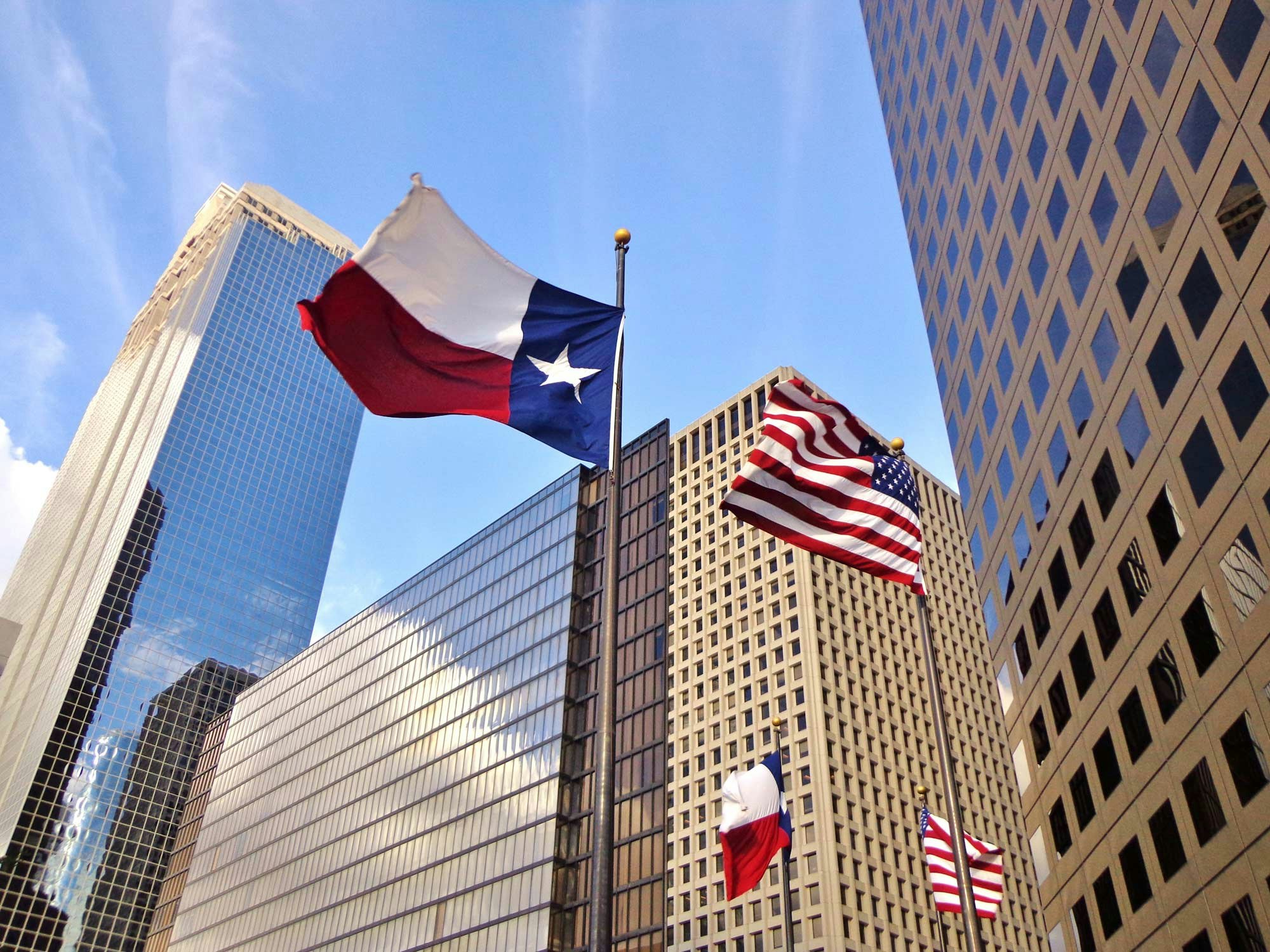 Texas and US flags