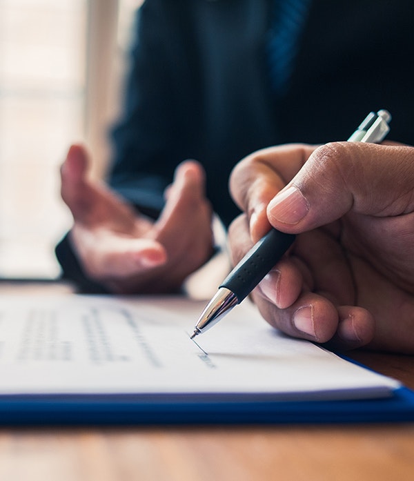 legal meeting and paperwork on an adoption