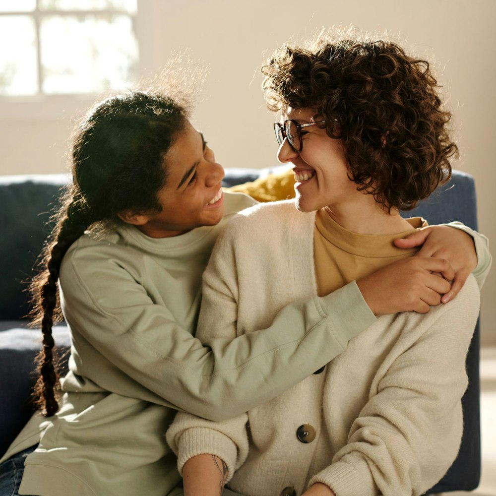 Happy adopted daughter with mother