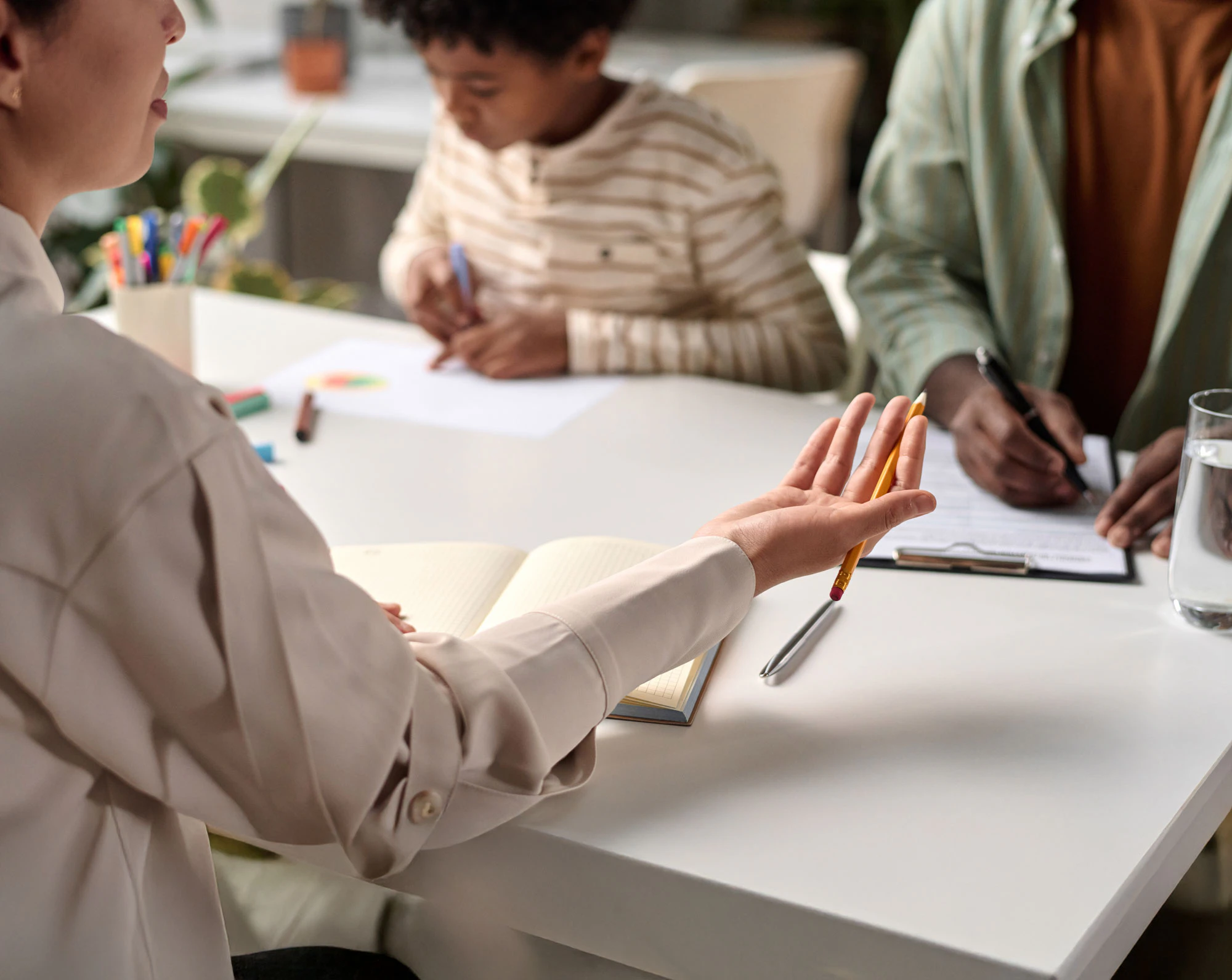Mediator with father and young son