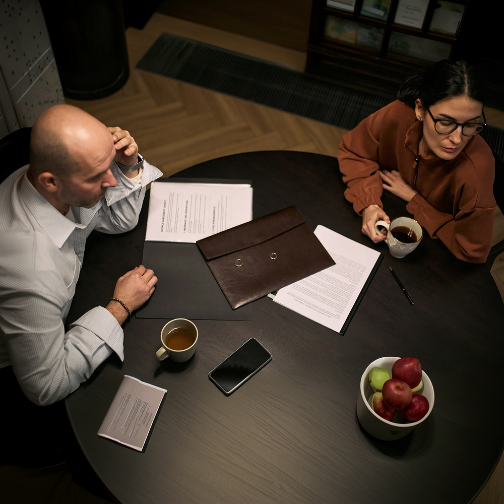 A couple at a table