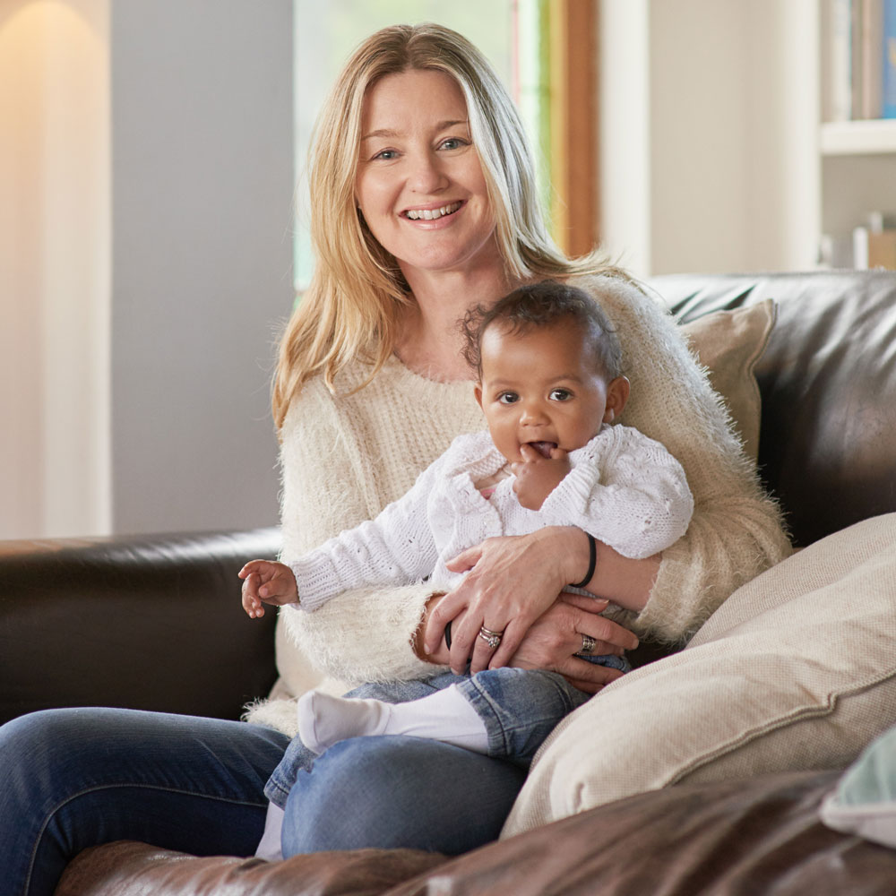 Woman holding baby