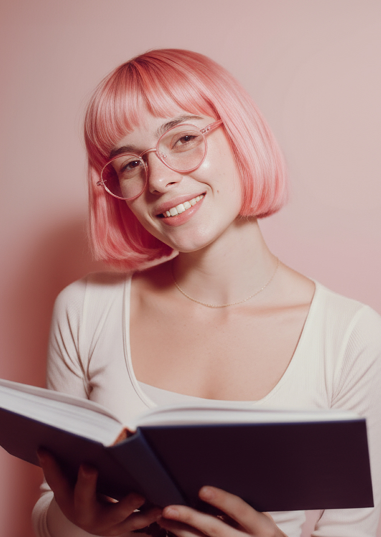 woman with pink hair