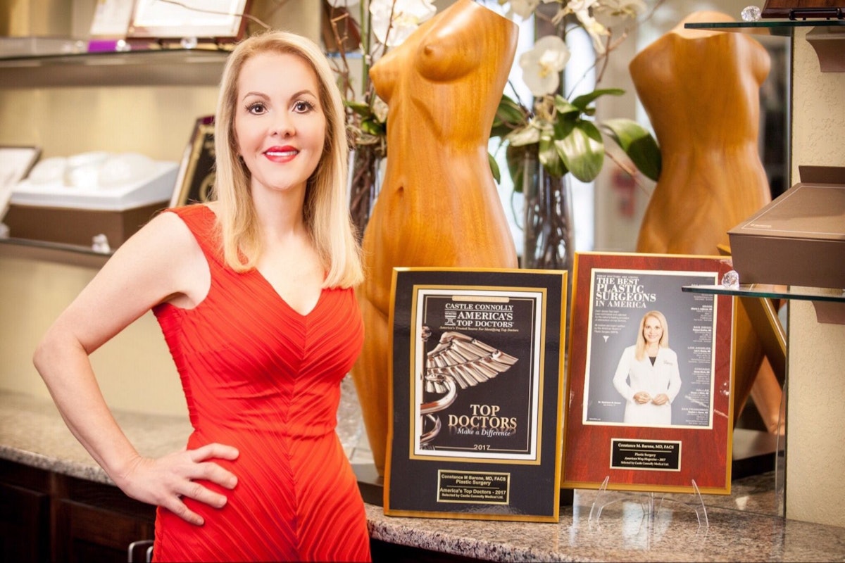 Dr. Constance Barone with Castle Connolly America's Top Doctors 2017 award and The Best Plastic Surgeons in America America Way Magazine 2017 Award