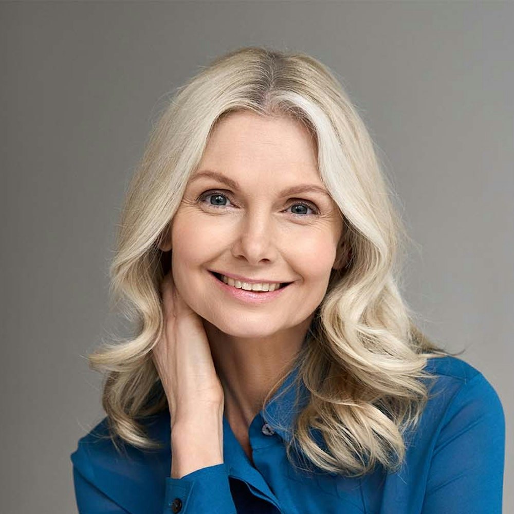 smiling blonde woman