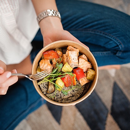 Woman eating a healthy meal