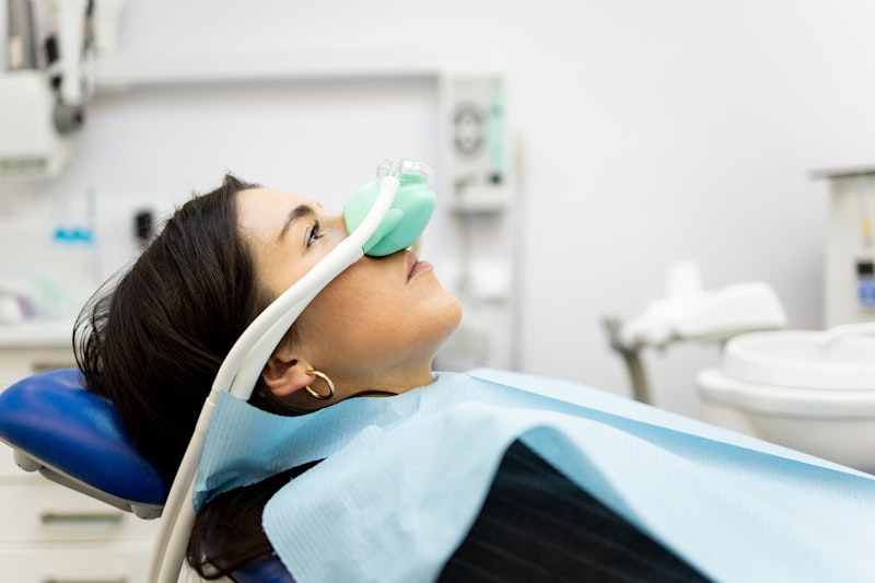woman getting nitrous oxide sedation