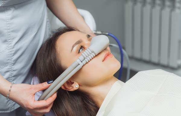 woman with sedation device on