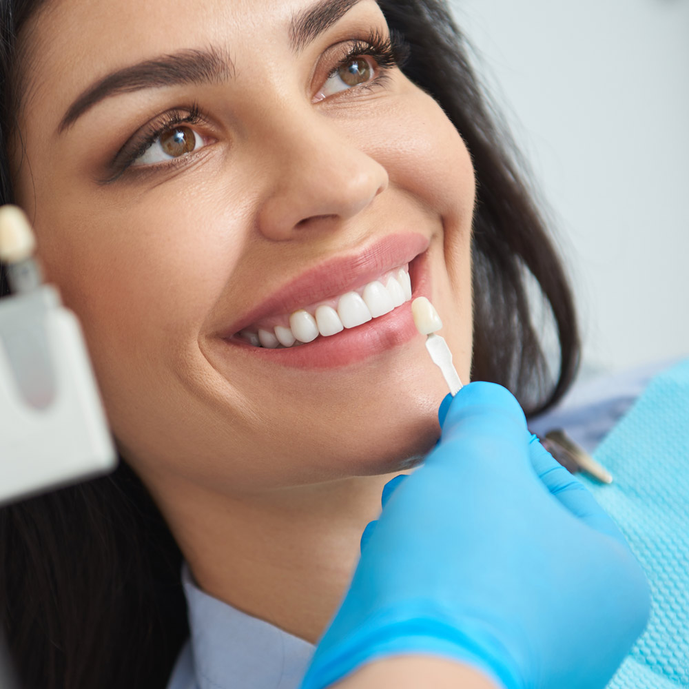 Patient comparing veneers