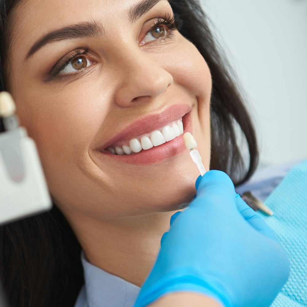 Patient comparing veneers