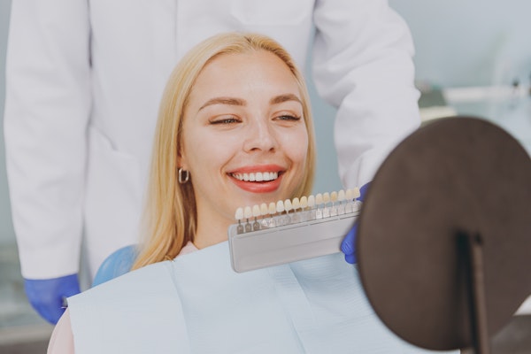Woman having a veneers consultation