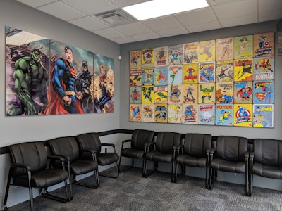 Super hero themed office at David C Spokane D.M.D., M.S. Orthodontics