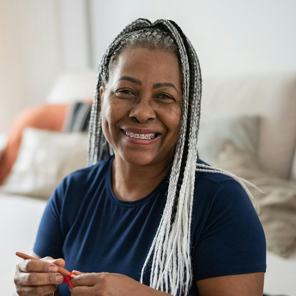adult woman with braces