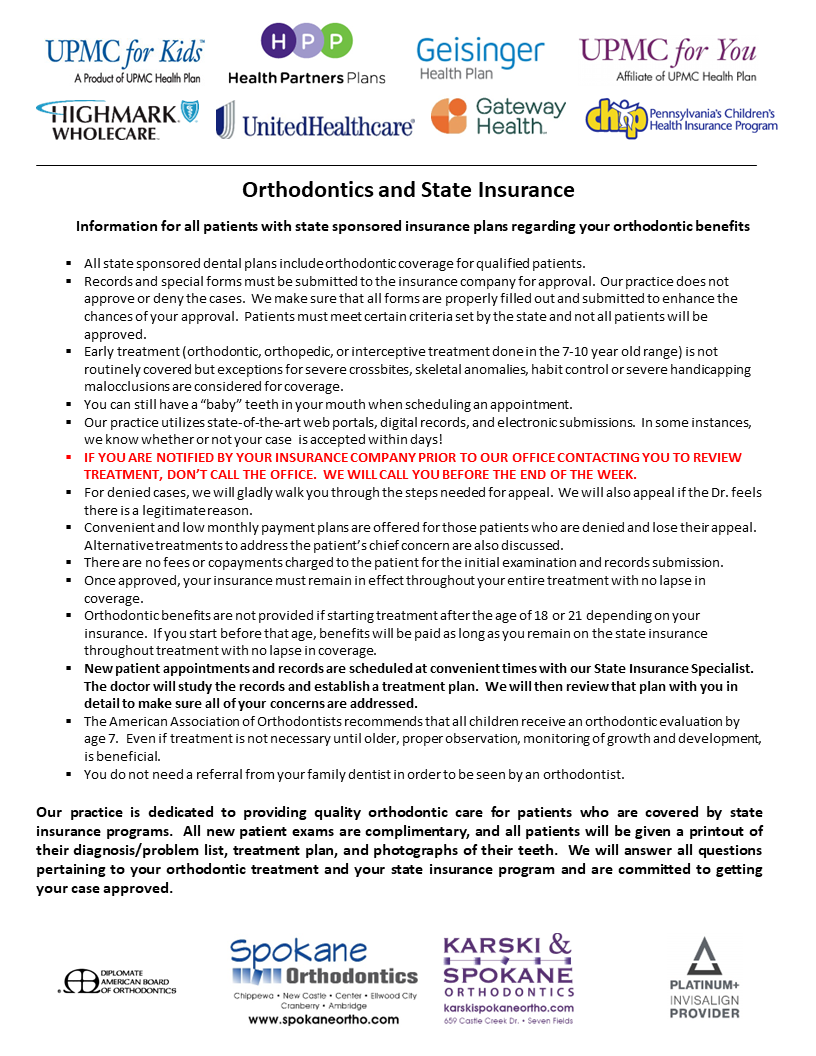 State Insurance and Orthodontics