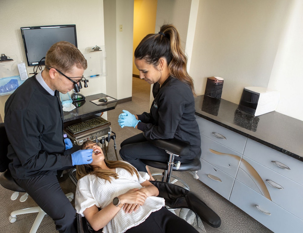 woman during dental exam