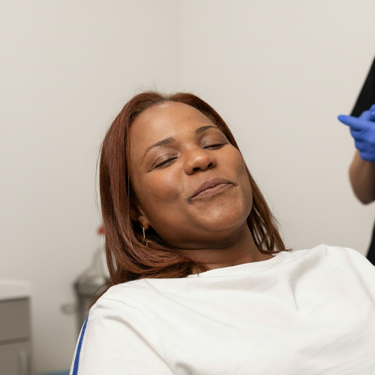 woman relaxing in the dental chair
