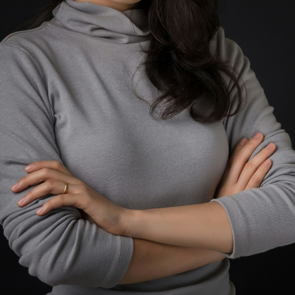 Woman in protective loose clothing