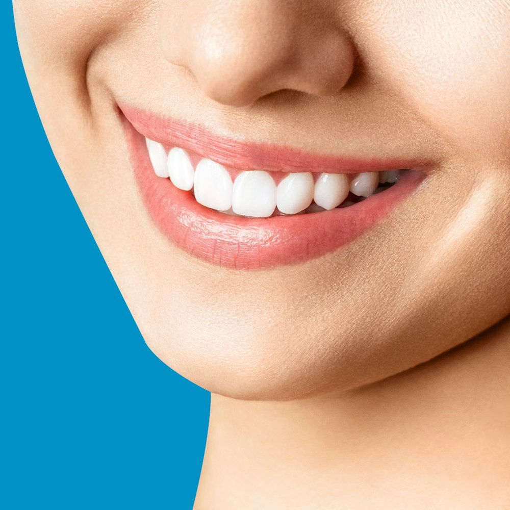 perfect smile blue background