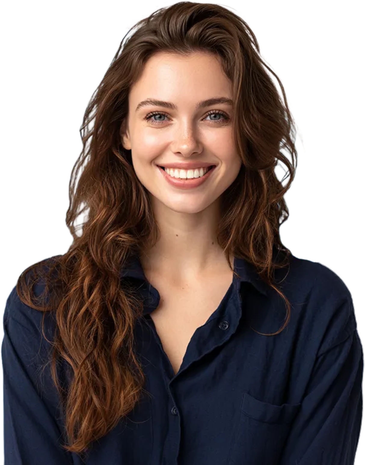 smiling woman with brown hair
