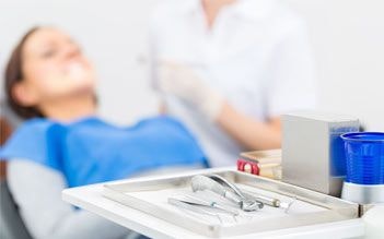 Dental tools in a tray