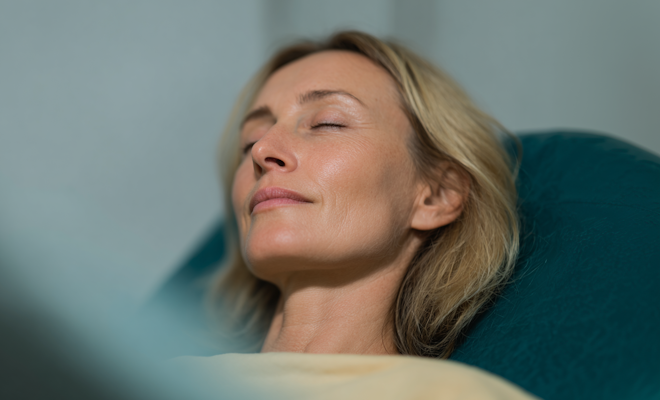 woman relaxing in the dentist's chair
