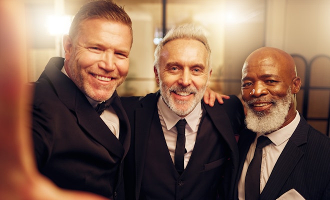 Handsome senior men wearing suits