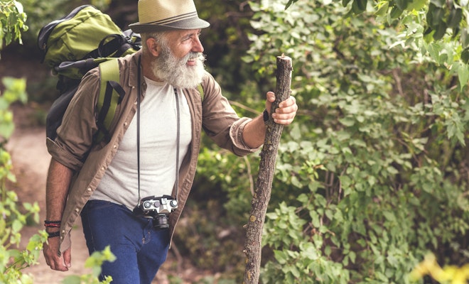 Senior man hiking