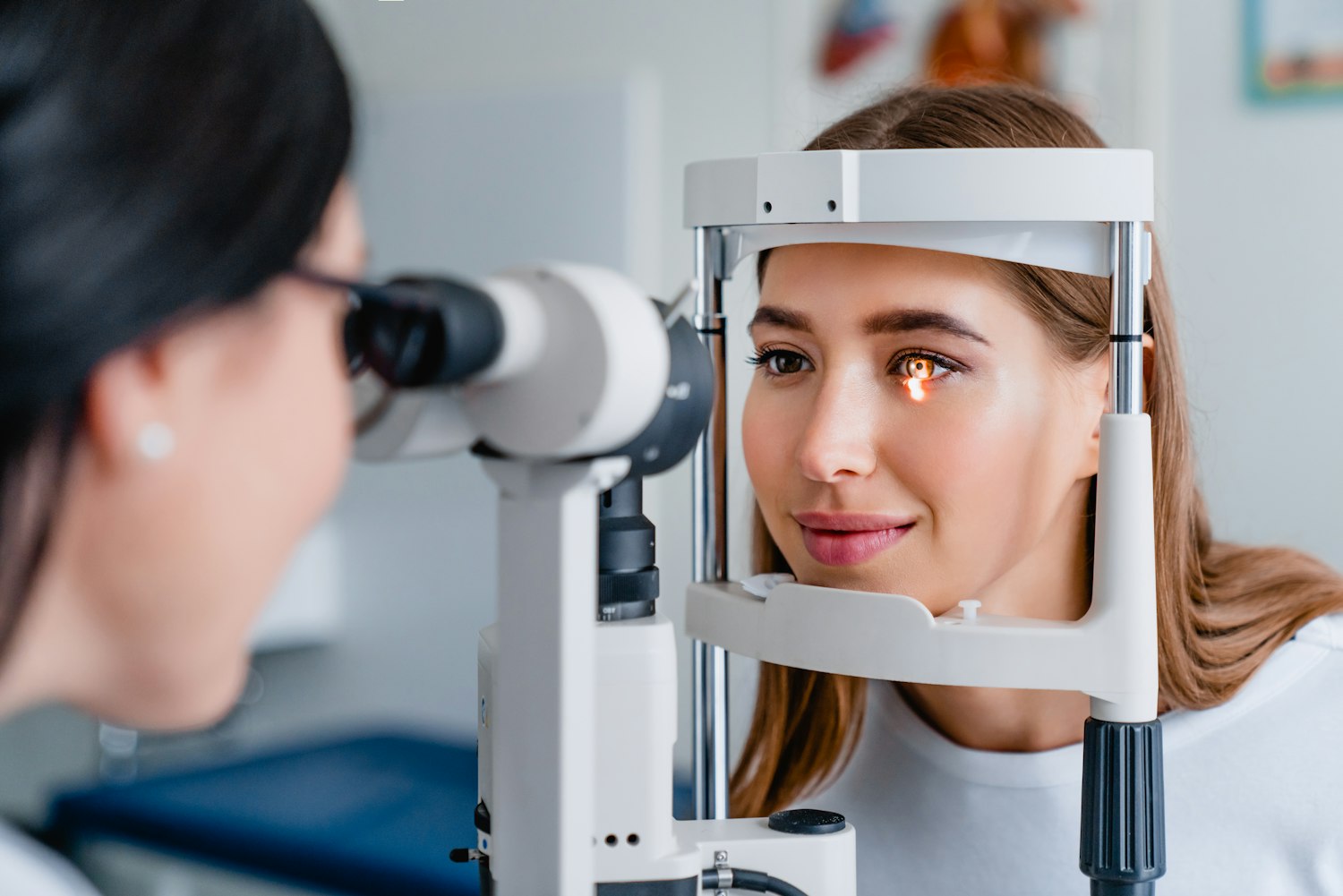 Woman getting an eye exam