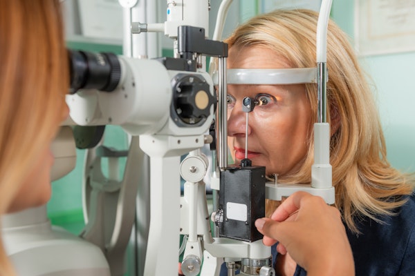 Woman getting an eye pressure test