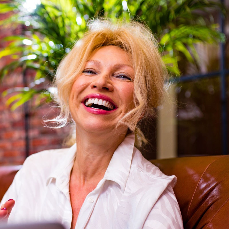 Smiling, laughing patient