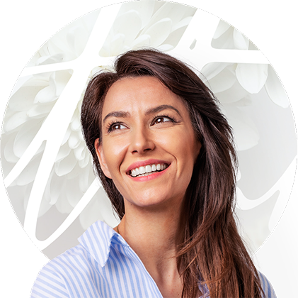 Woman with dentures smiling