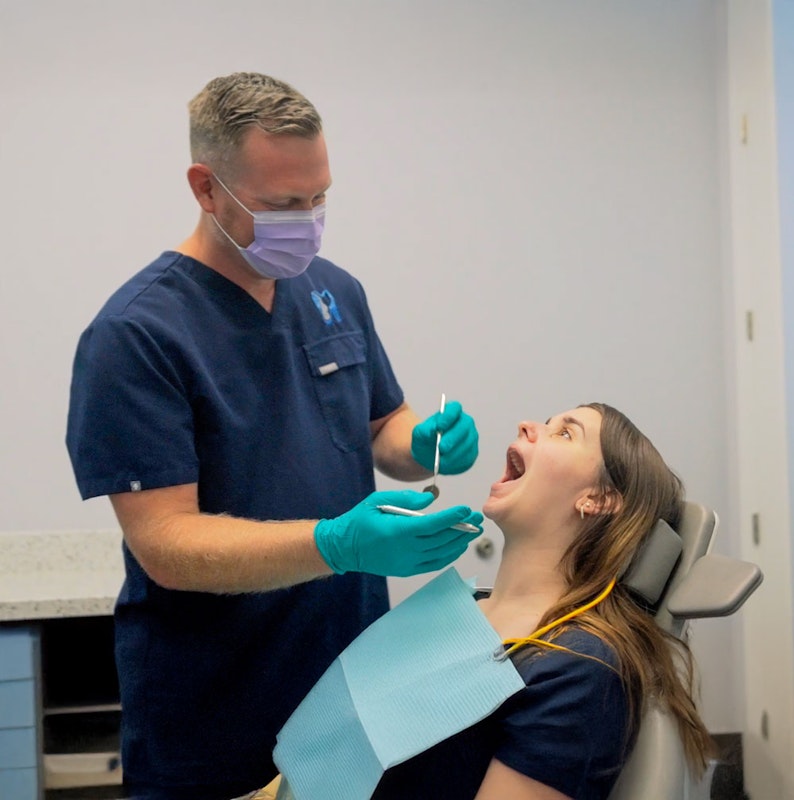 Young woman getting a dental exam