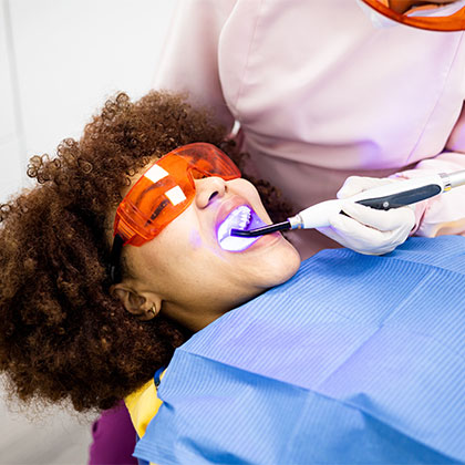 Woman getting a dental filling