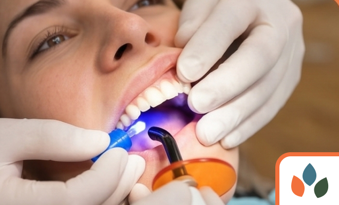 close-up of person getting a dental bonding procedure